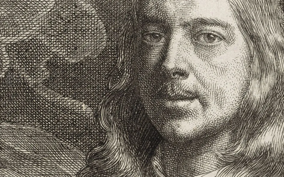 Samuel van Hoogstraten en Joachim Oudaan, Zelfportret van Samuel van Hoogstraten, 1677, collectie RKD 
