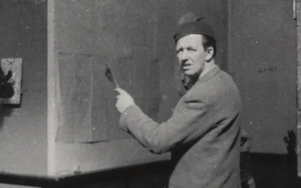Lucebert, Atelierfoto met Willem Reijers, ca. 1957, collectie RKD