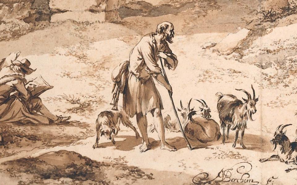 Tekening van Nicolaes Berchem van het Colosseum in Rome