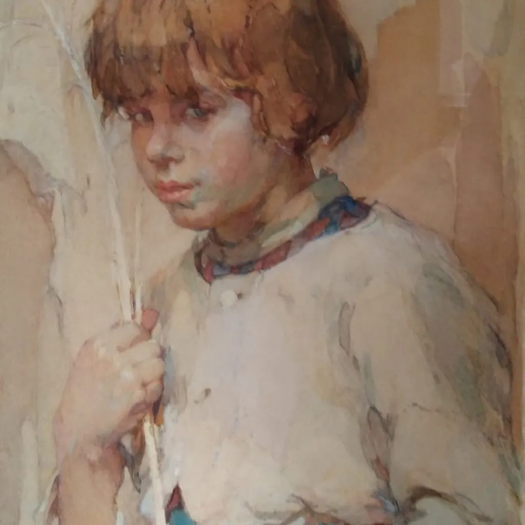  Sanne Bruinier, Meisje met strohalm, 1913, waterverf op papier, particulier collectie