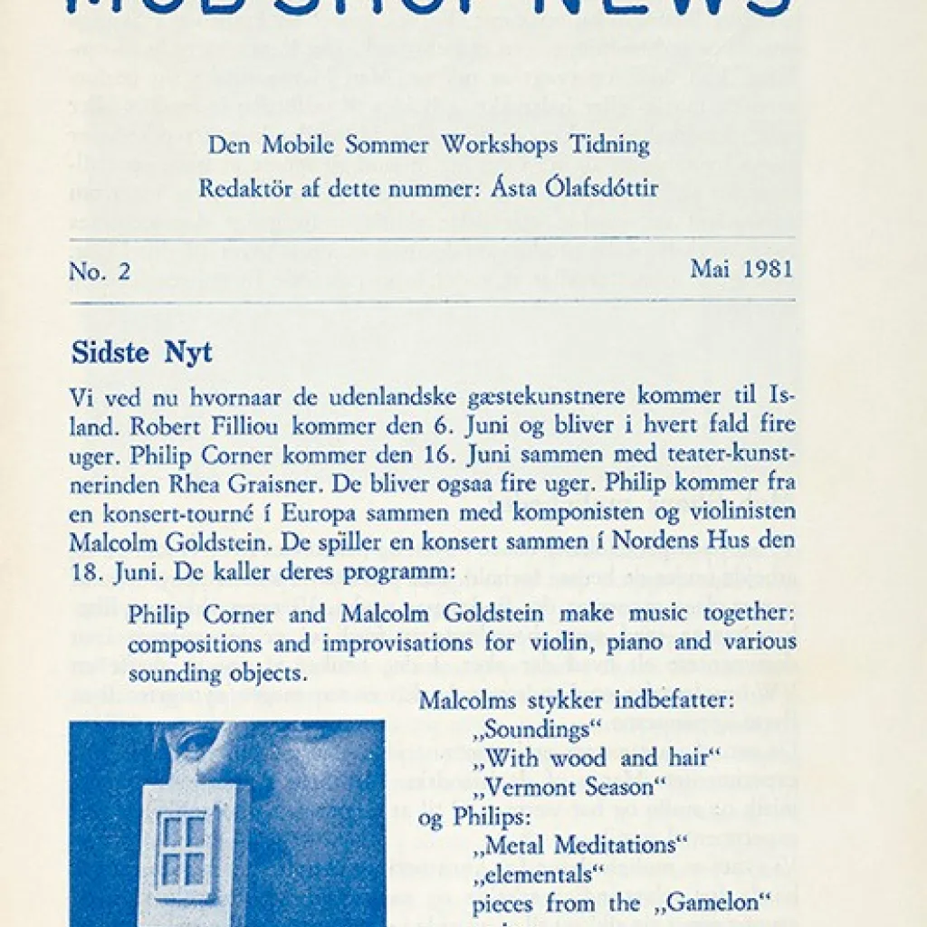 Nieuwsbrief Mobile Summer Workshop met werk van Douwe Jan Bakker, 1981, archief Douwe Jan Bakker