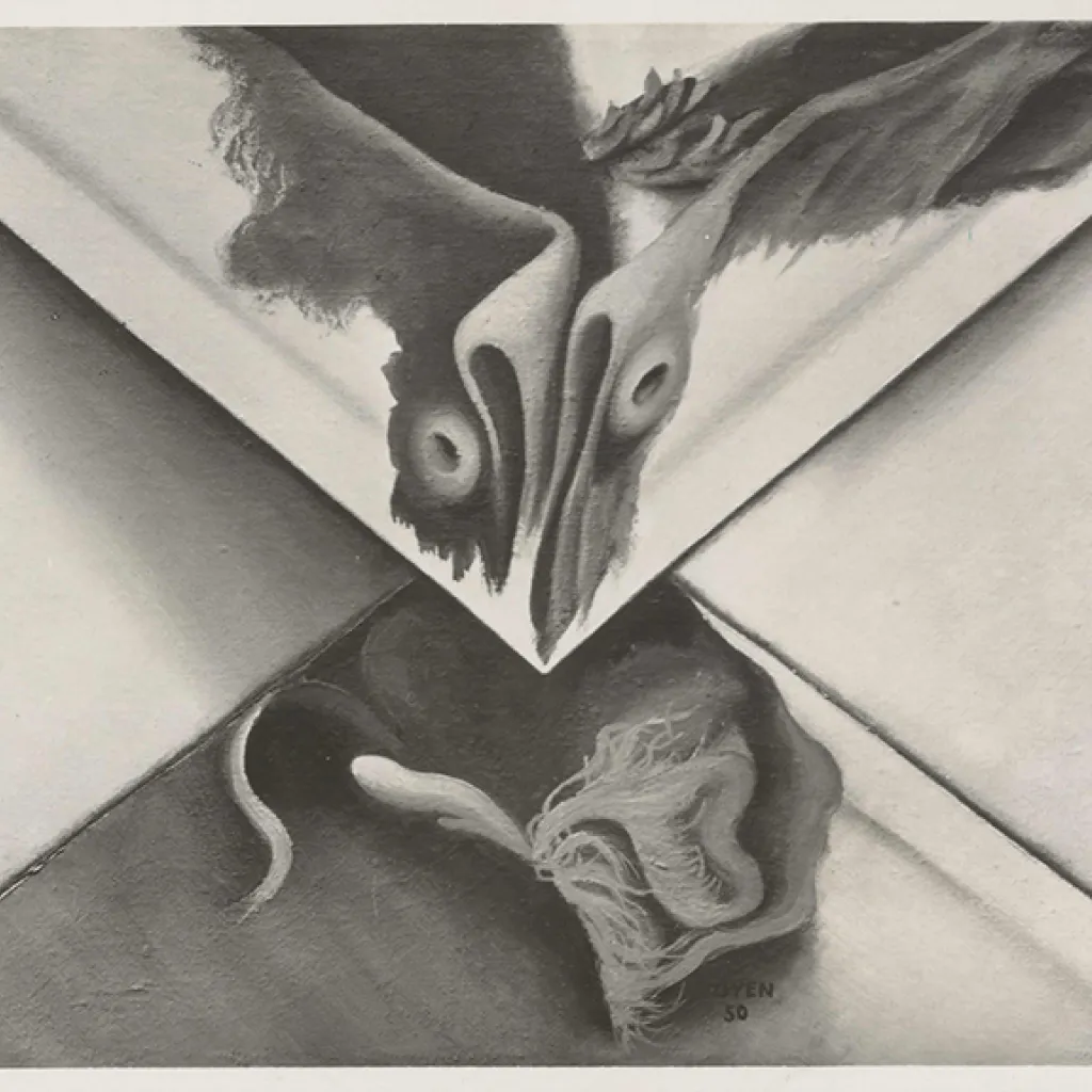 Zwart-wit foto van Toyen, Même si tout était écrit, 1950, collectie RKD