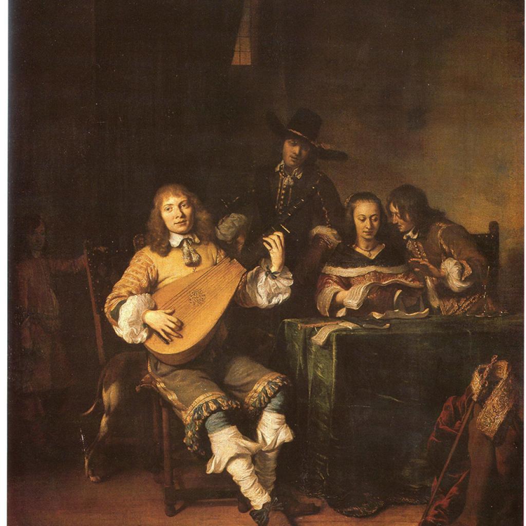 schilderij getiteld musicerend gezelschap door gerbrand van den eeckhout
