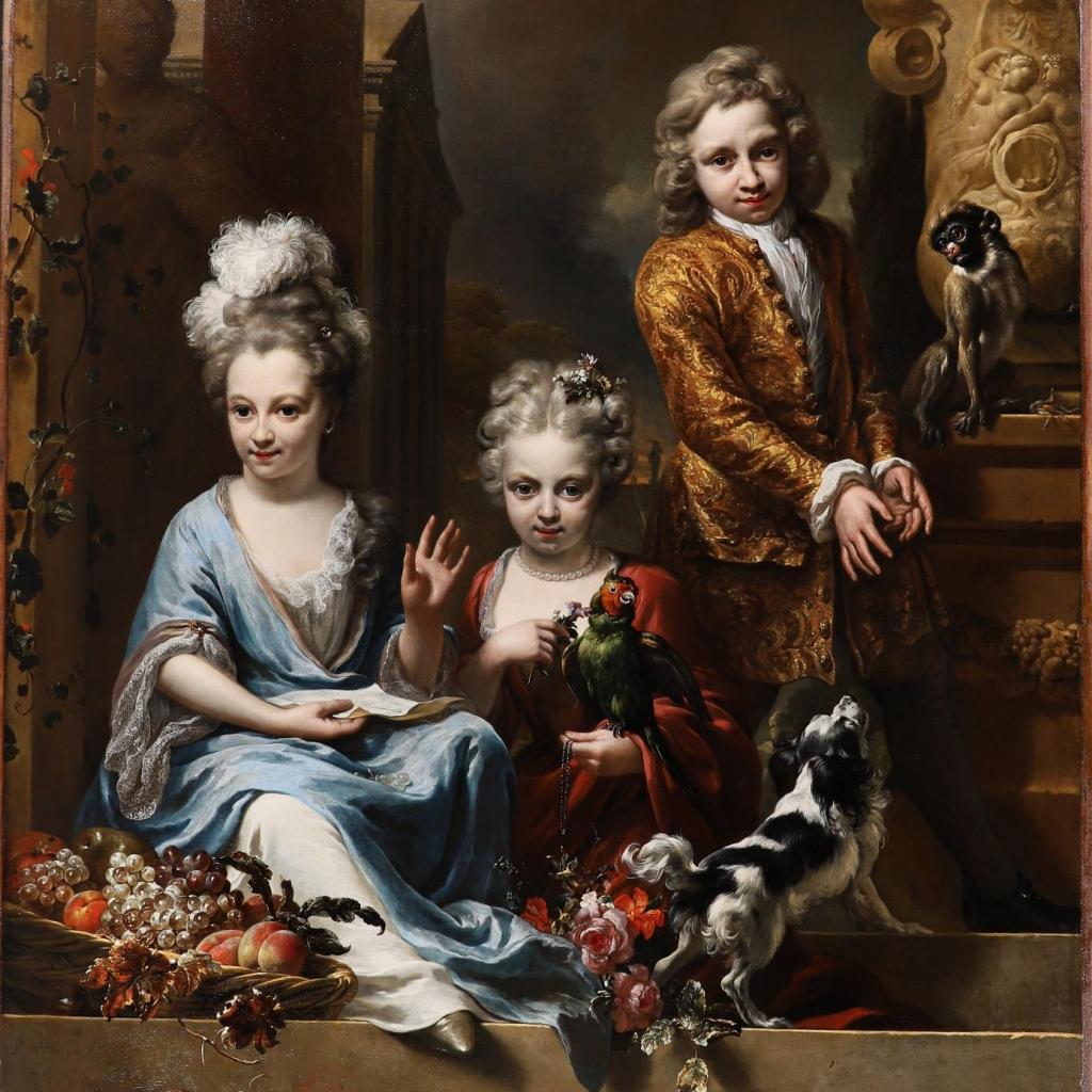 groepsportret met drie kinderen