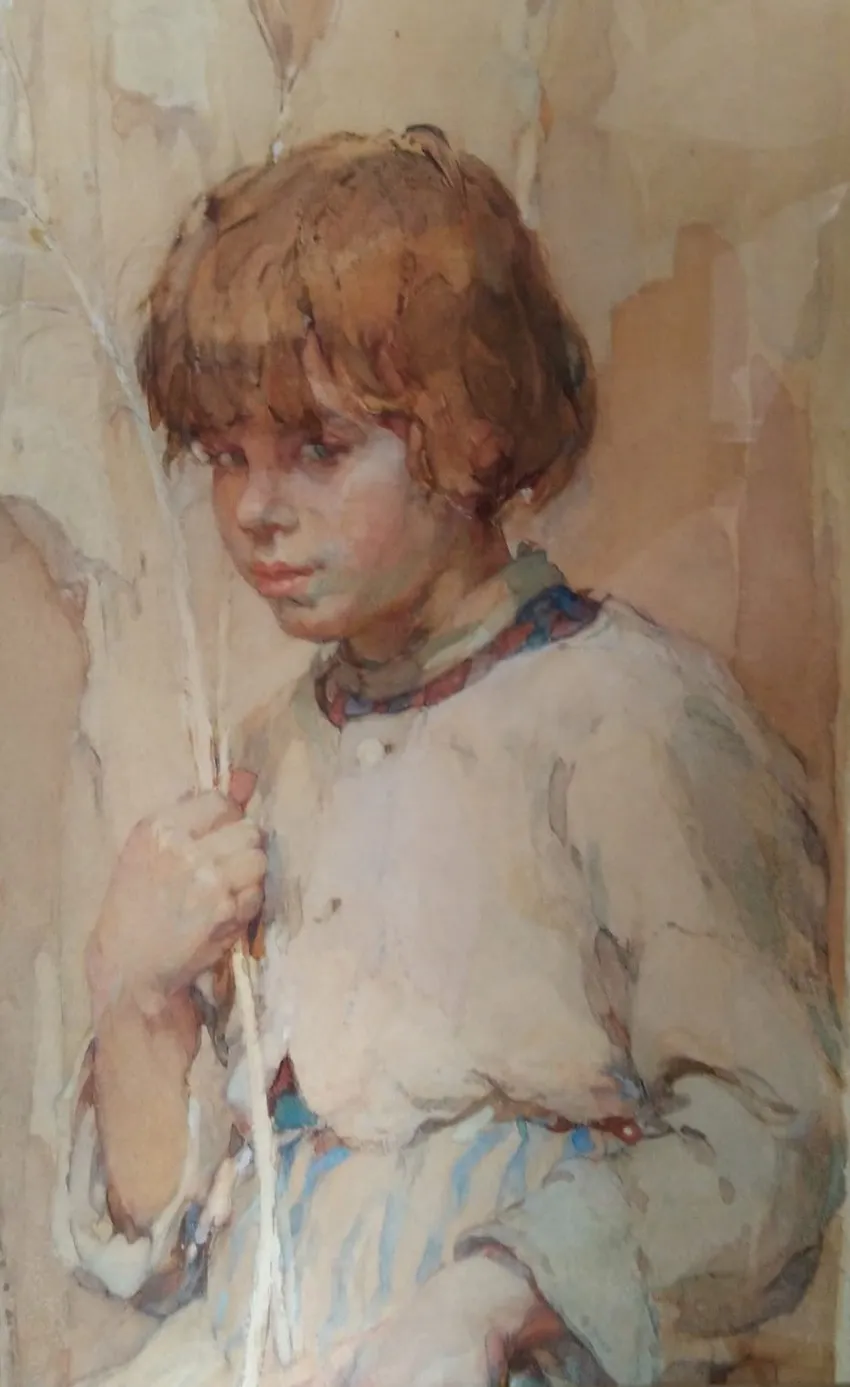  Sanne Bruinier, Meisje met strohalm, 1913, waterverf op papier, particulier collectie
