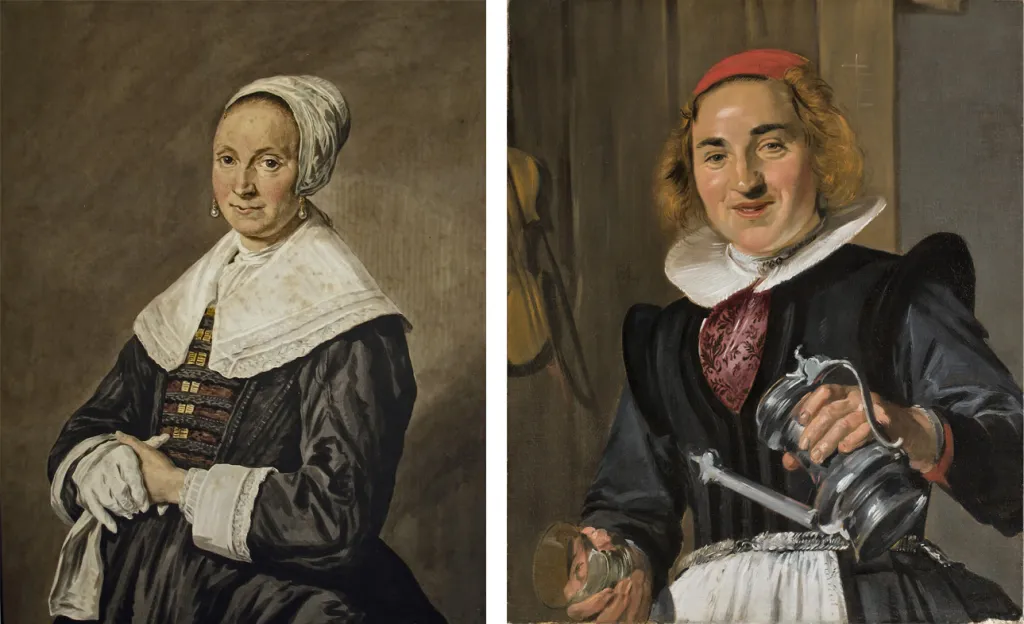 Staande vrouw &  Jonge vrouw met een glas en een kan