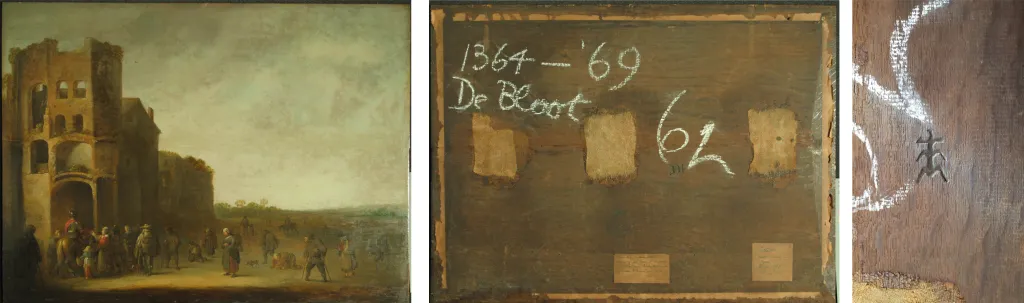 Pieter de Bloot, Sint Maarten en de bedelaar, met op de achterzijde het Rotterdamse paneelmakersmerk ‘4MM’, Victoria and Albert Museum, Londen