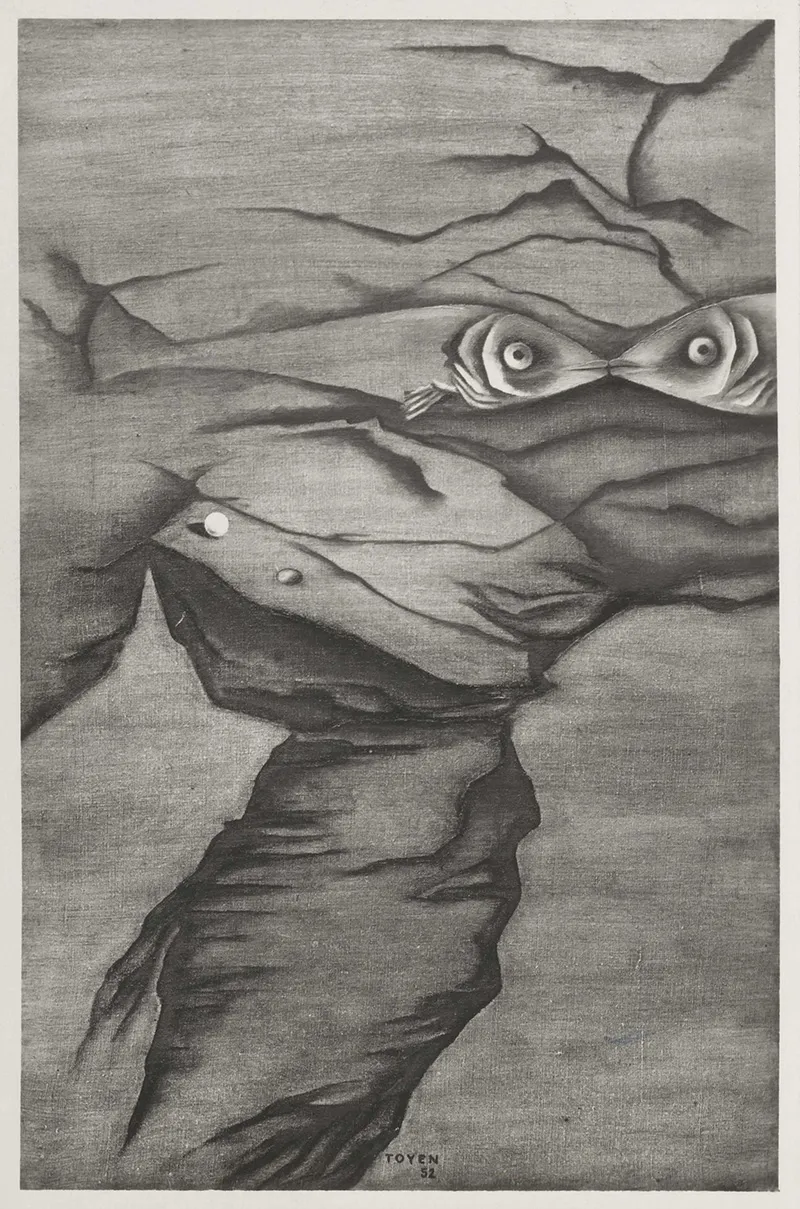 Zwart-wit foto van Toyen, L'origine de la vérité, 1952, collectie RKD
