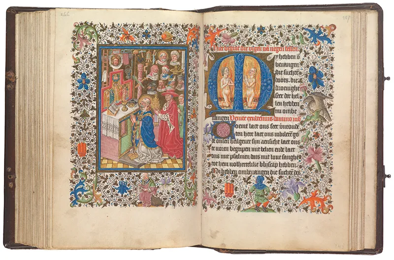 2. Gregoriusmis (miniatuur) en Zielen in het vagevuur. Getijdenboek uit Utrecht, ca. 1460, collectie Huis van het boek, Den Haag 
