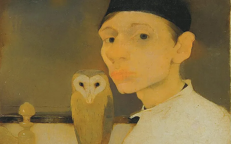 Jan Mankes, Zelfportret met uil, 1911, 20,5 x 17 cm, collectie Museum Arnhem 
