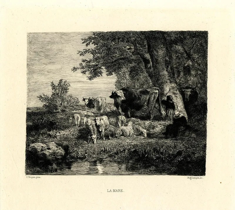 Auguste Lançon naar Constant Troyon, De vijver, ets, 1873 of eerder