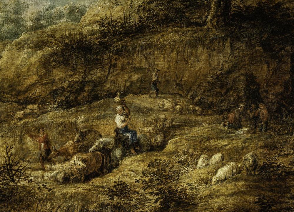 Schilderij Landschap met herders van Lucas van Uden